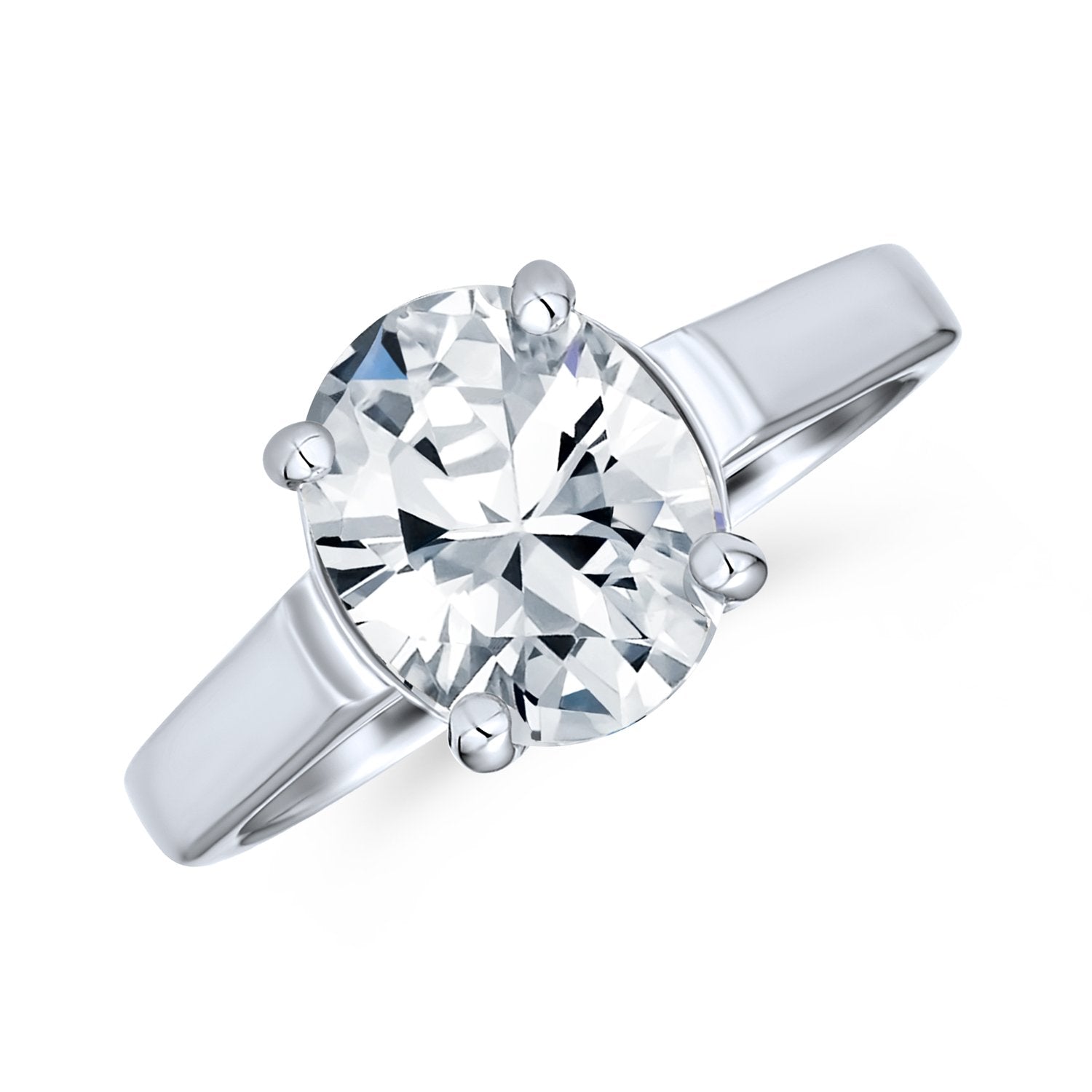 3CT Classic CZ Solitaire Oval CZ Engagement Ring .925 Sterling Silver - Joyeria Lady