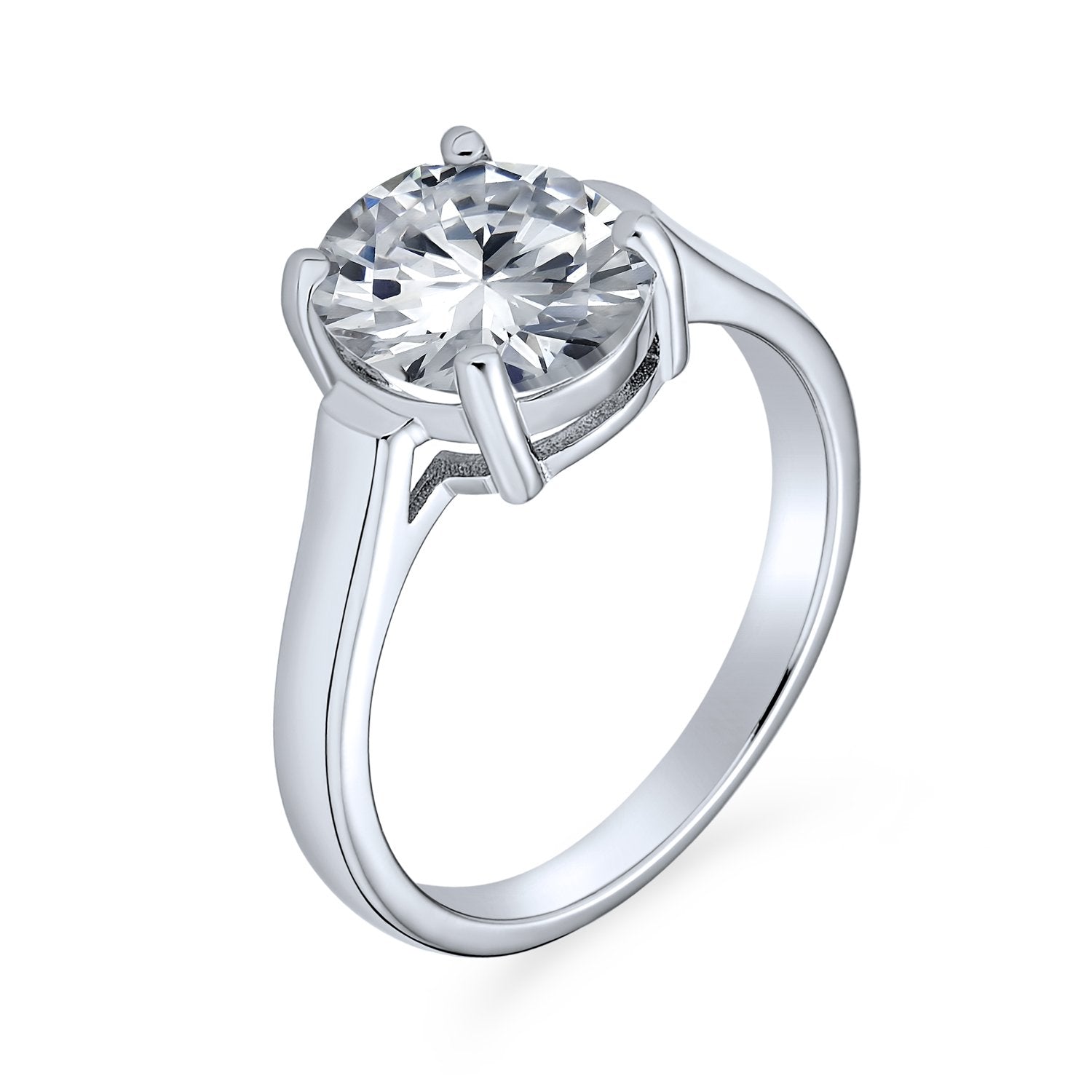3CT Classic CZ Solitaire Oval CZ Engagement Ring .925 Sterling Silver - Joyeria Lady