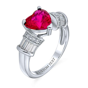 3CT Pink Heart Shape CZ Engagement Ring Simulated Ruby Sterling Silver