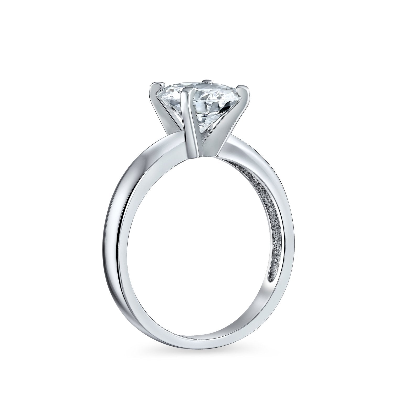 3 CT AAA CZ Solitaire Engagement Ring Wide Band 925 Sterling Silver - Joyeria Lady