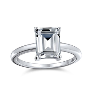 2.5CT Emerald Cut AAA CZ Engagement Ring Thin Band 925 Sterling Silver - Joyeria Lady