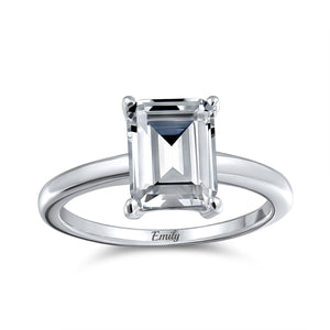 2.5CT Emerald Cut AAA CZ Engagement Ring Thin Band 925 Sterling Silver