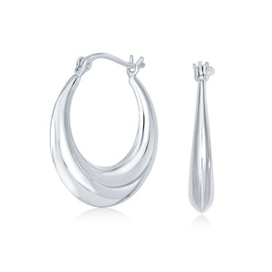 Boho Crescent Tapered Tube Hoop Earrings Polish 925 Sterling Silver