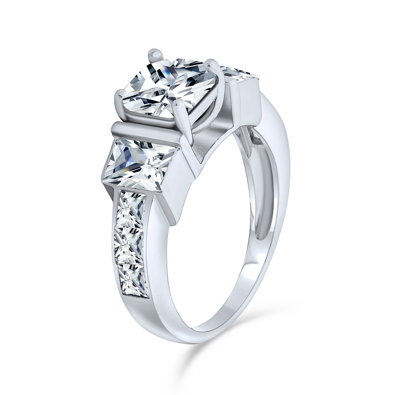 3CT Square Princess Cut 3 Stone CZ Engagement Ring 925 Sterling Silver - Joyeria Lady