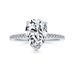 2.5CT Teardrop Solitaire CZ Engagement Ring Rose Plate Sterling Silver - Joyeria Lady