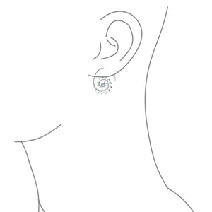 Boho Labyrinth Spiral Geometric Moonstone Earrings Silver Plated