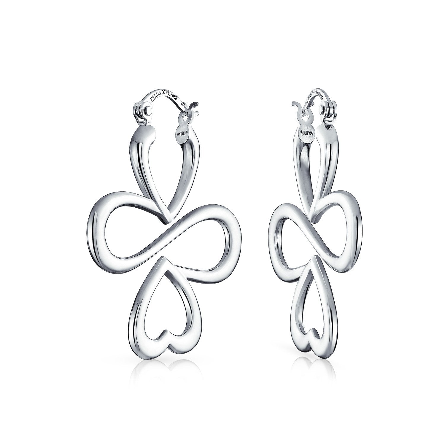 Ayllu Heart Infinity Clover Silver Large Hoop Earrings Sterling Silver - Joyeria Lady