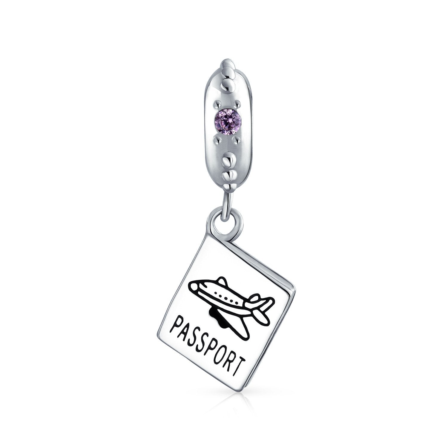 World Traveler Passport Vacation Dangle Charm Bead 925 Sterling Silver - Joyeria Lady