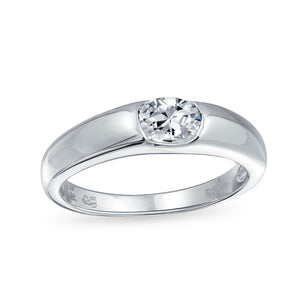 .50 CT Brilliant Solitaire CZ Band 925 Sterling Silver Engagement Ring - Joyeria Lady
