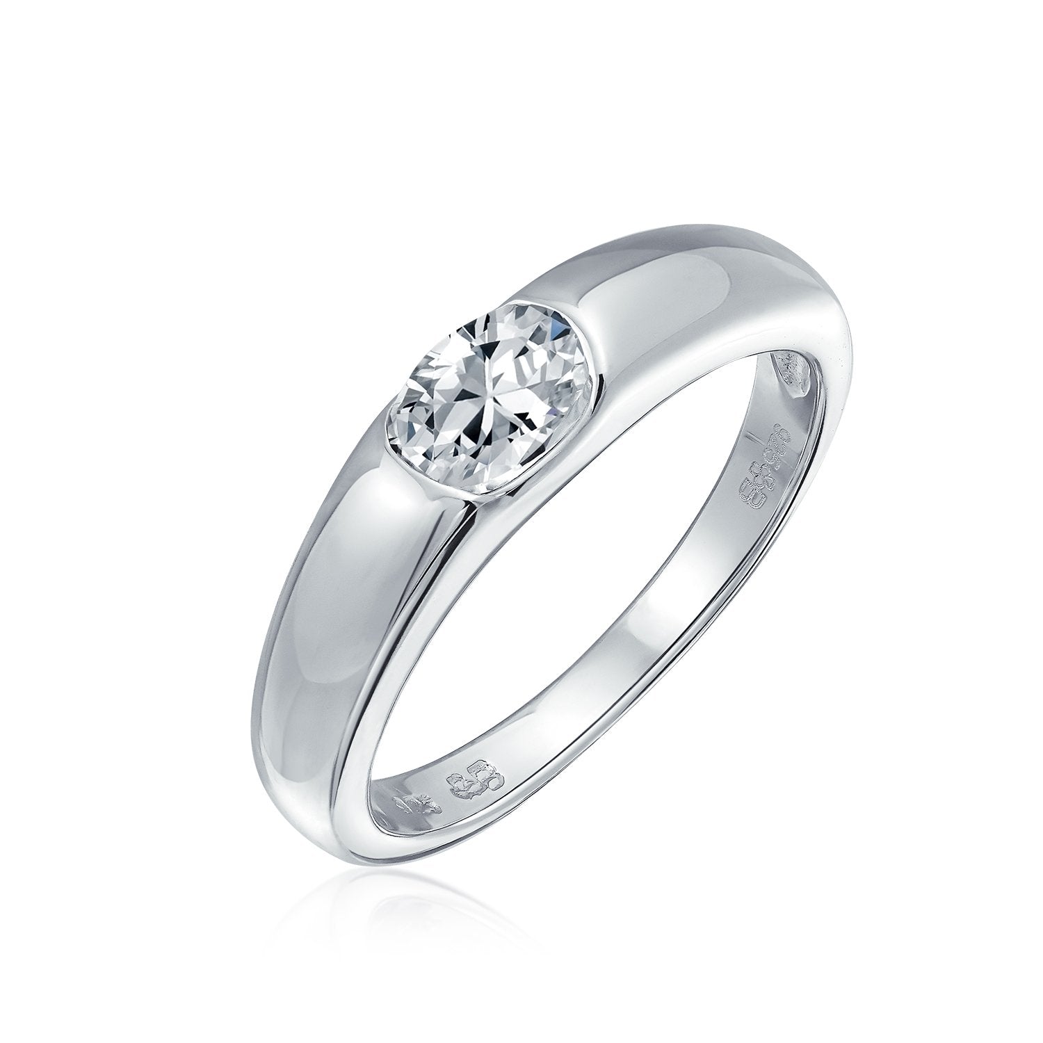 .50 CT Brilliant Solitaire CZ Band 925 Sterling Silver Engagement Ring - Joyeria Lady