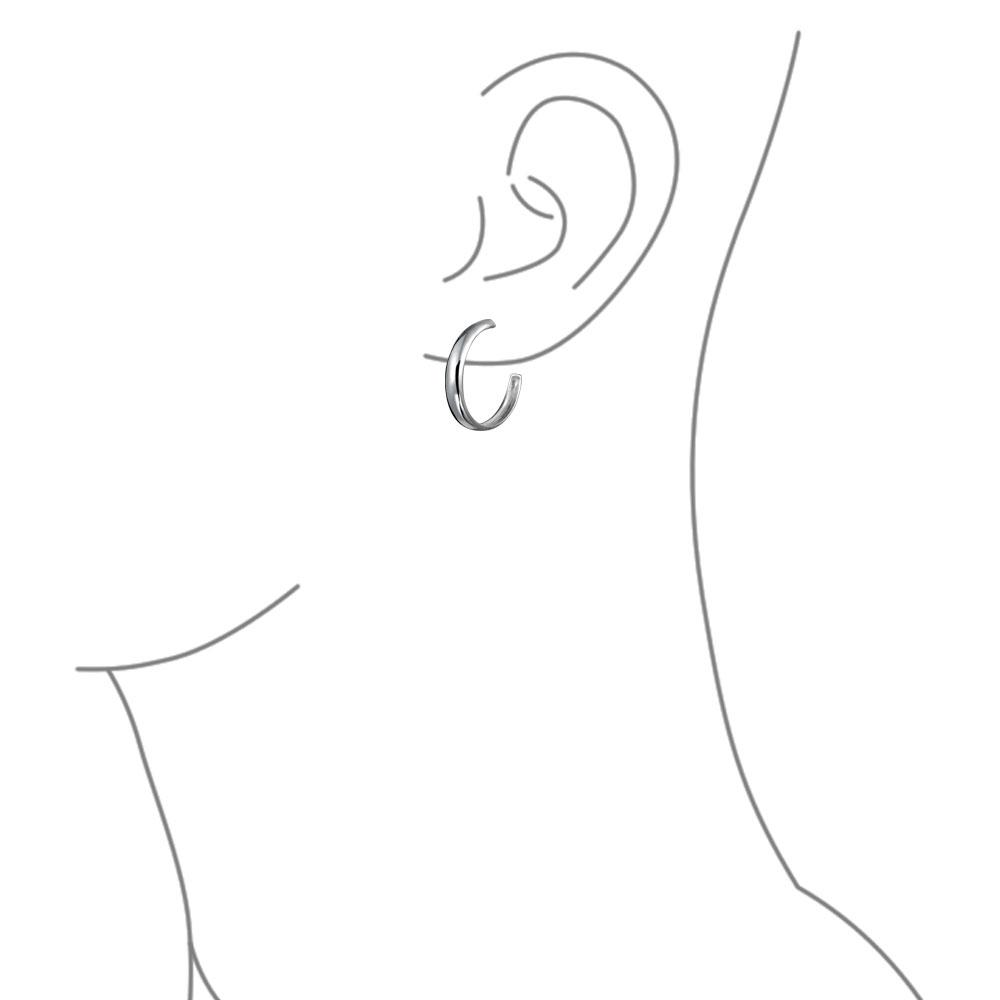 Lightweight Round Dome Half Large Stud Hoop Earrings Sterling Silver - Joyeria Lady