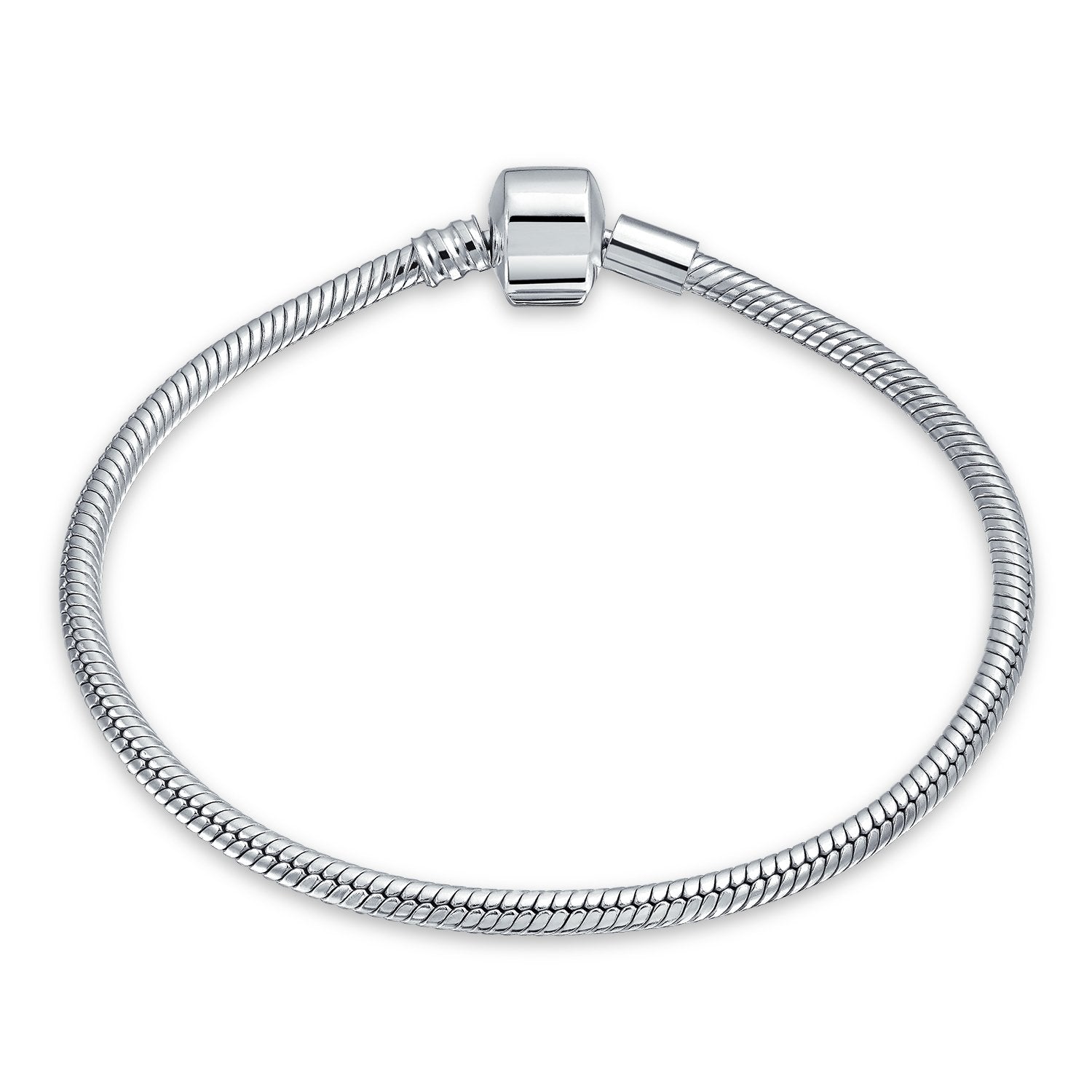 Snake Chain Starter Charm European Beads Bracelet Sterling Silver - Joyeria Lady