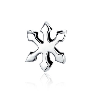 Holiday Winter Snowflake Shape Charm Bead 925 Sterling Silver - Joyeria Lady