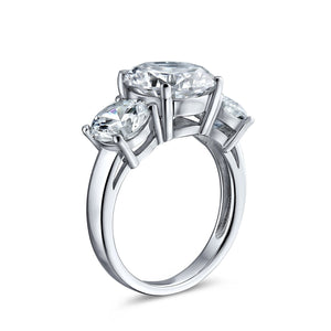 3CT Solitaire 3 Stone AAA CZ Engagement Ring 925 Sterling Silver