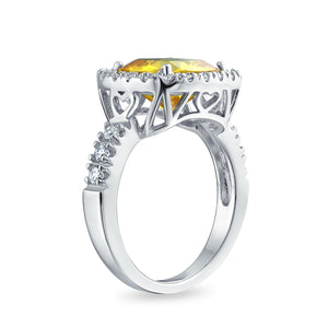 6CT Canary Yellow Cushion Cut CZ Engagement Ring Sterling Silver