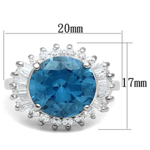 SS003 - Silver 925 Sterling Silver Ring with Synthetic Spinel in London Blue - Joyeria Lady