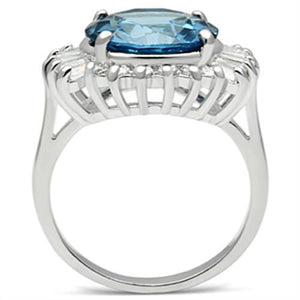 SS003 - Silver 925 Sterling Silver Ring with Synthetic Spinel in London Blue