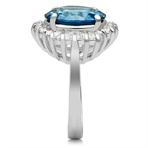 SS003 - Silver 925 Sterling Silver Ring with Synthetic Spinel in London Blue