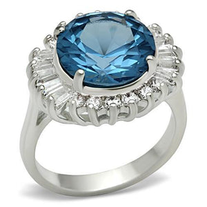 SS003 - Silver 925 Sterling Silver Ring with Synthetic Spinel in London Blue - Joyeria Lady