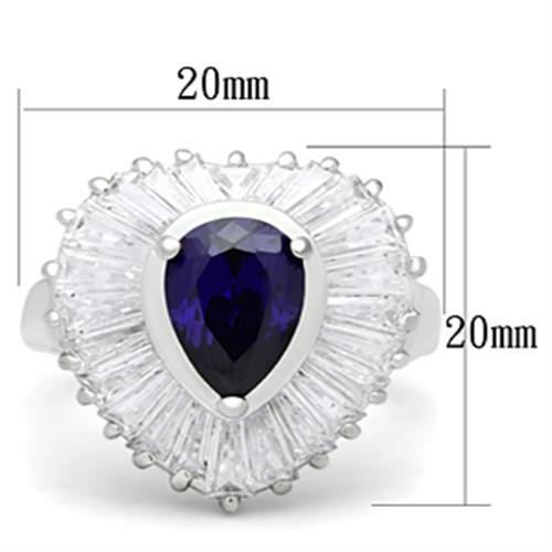 SS004 - Silver 925 Sterling Silver Ring with AAA Grade CZ  in Tanzanite - Joyeria Lady