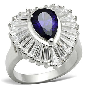 SS004 - Silver 925 Sterling Silver Ring with AAA Grade CZ  in Tanzanite - Joyeria Lady