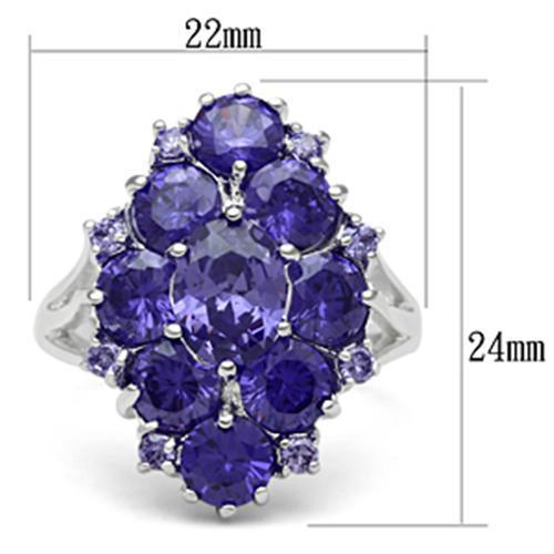 SS005 - Silver 925 Sterling Silver Ring with AAA Grade CZ  in Tanzanite - Joyeria Lady