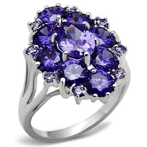 SS005 - Silver 925 Sterling Silver Ring with AAA Grade CZ  in Tanzanite - Joyeria Lady