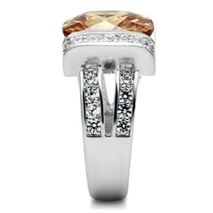 SS006 - Silver 925 Sterling Silver Ring with AAA Grade CZ  in Champagne