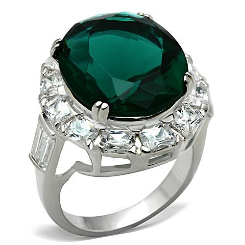 SS007 - Silver 925 Sterling Silver Ring with Synthetic Synthetic Glass in Blue Zircon - Joyeria Lady