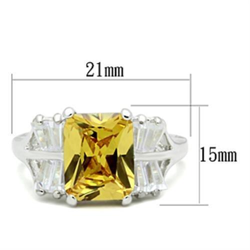 SS012 - Silver 925 Sterling Silver Ring with AAA Grade CZ  in Topaz - Joyeria Lady