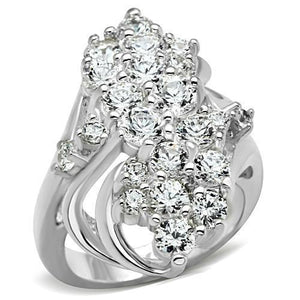 SS016 - Silver 925 Sterling Silver Ring with AAA Grade CZ  in Clear - Joyeria Lady