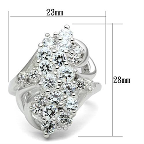 SS016 - Silver 925 Sterling Silver Ring with AAA Grade CZ  in Clear - Joyeria Lady