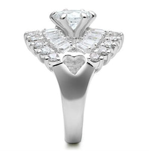 SS017 - Silver 925 Sterling Silver Ring with AAA Grade CZ  in Clear