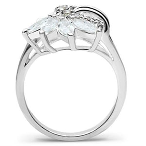 SS018 - Silver 925 Sterling Silver Ring with AAA Grade CZ  in Clear