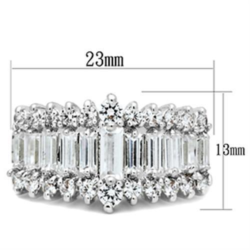 SS021 Silver 925 Sterling Silver Ring with AAA Grade CZ in Clear