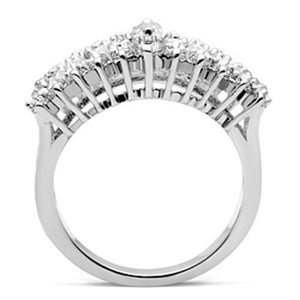 SS021 - Silver 925 Sterling Silver Ring with AAA Grade CZ  in Clear