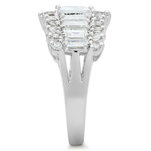 SS021 - Silver 925 Sterling Silver Ring with AAA Grade CZ  in Clear