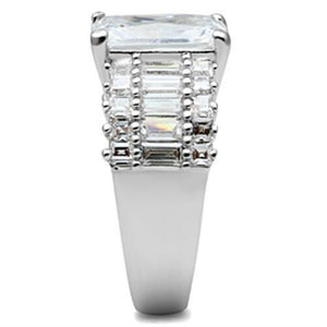SS023 - Silver 925 Sterling Silver Ring with AAA Grade CZ  in Clear