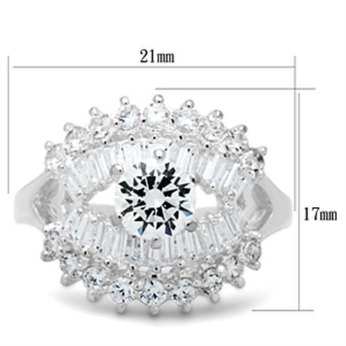SS026 - Silver 925 Sterling Silver Ring with AAA Grade CZ  in Clear - Joyeria Lady