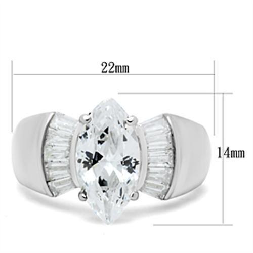 SS028 - Silver 925 Sterling Silver Ring with AAA Grade CZ  in Clear - Joyeria Lady