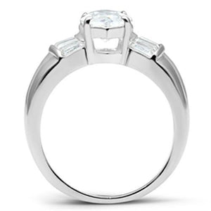 SS028 - Silver 925 Sterling Silver Ring with AAA Grade CZ  in Clear