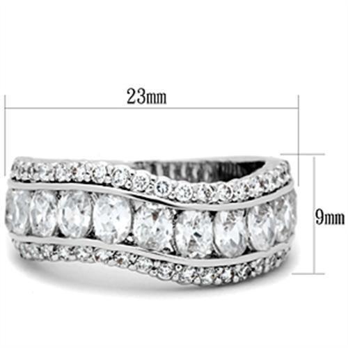 SS029 - Silver 925 Sterling Silver Ring with AAA Grade CZ  in Clear - Joyeria Lady