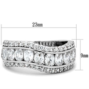SS029 - Silver 925 Sterling Silver Ring with AAA Grade CZ  in Clear