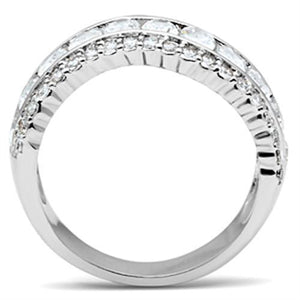 SS029 - Silver 925 Sterling Silver Ring with AAA Grade CZ  in Clear