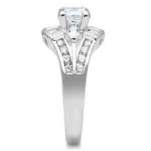 SS030 - Silver 925 Sterling Silver Ring with AAA Grade CZ  in Clear