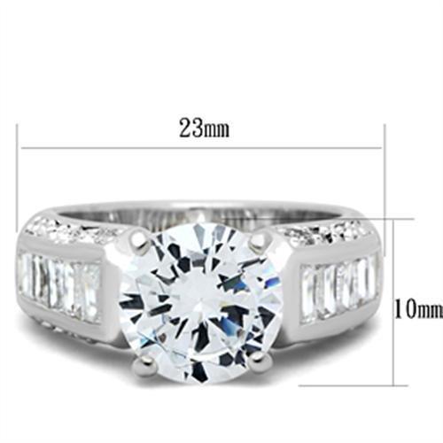 SS031 - Silver 925 Sterling Silver Ring with AAA Grade CZ  in Clear - Joyeria Lady