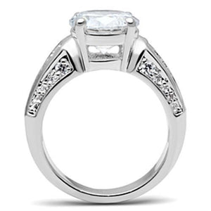 SS031 - Silver 925 Sterling Silver Ring with AAA Grade CZ  in Clear