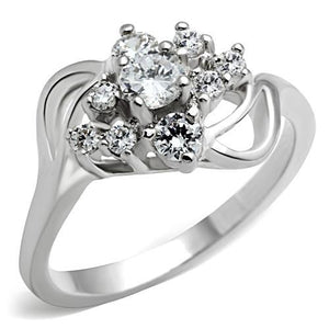 SS032 - Silver 925 Sterling Silver Ring with AAA Grade CZ  in Clear - Joyeria Lady