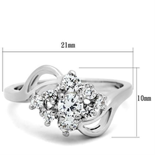 SS032 - Silver 925 Sterling Silver Ring with AAA Grade CZ  in Clear - Joyeria Lady