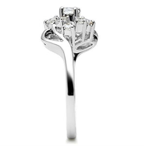 SS032 - Silver 925 Sterling Silver Ring with AAA Grade CZ  in Clear